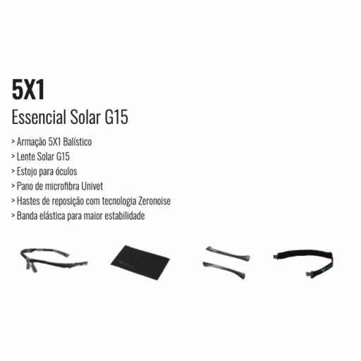 Óculos de Proteção Balística Hastes Intercambiáveis Essencial 5X1B - Univet