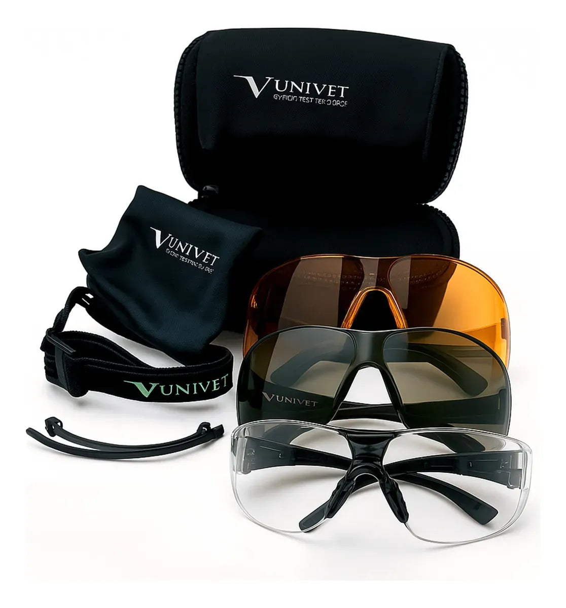 Óculos de Proteção Balístico Italiano Kit com 3 Lentes 5X1BK - Univet