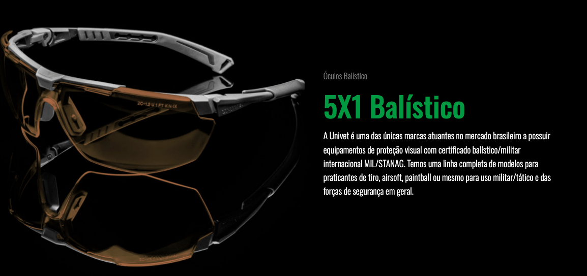 Óculos de Proteção Design Esportivo importado Italiano Modelo Balístico Univet 5X1 Âmbar - Esportes, Cliclismo, Airsoft, Corrida, Trabalho ao Ar livre.