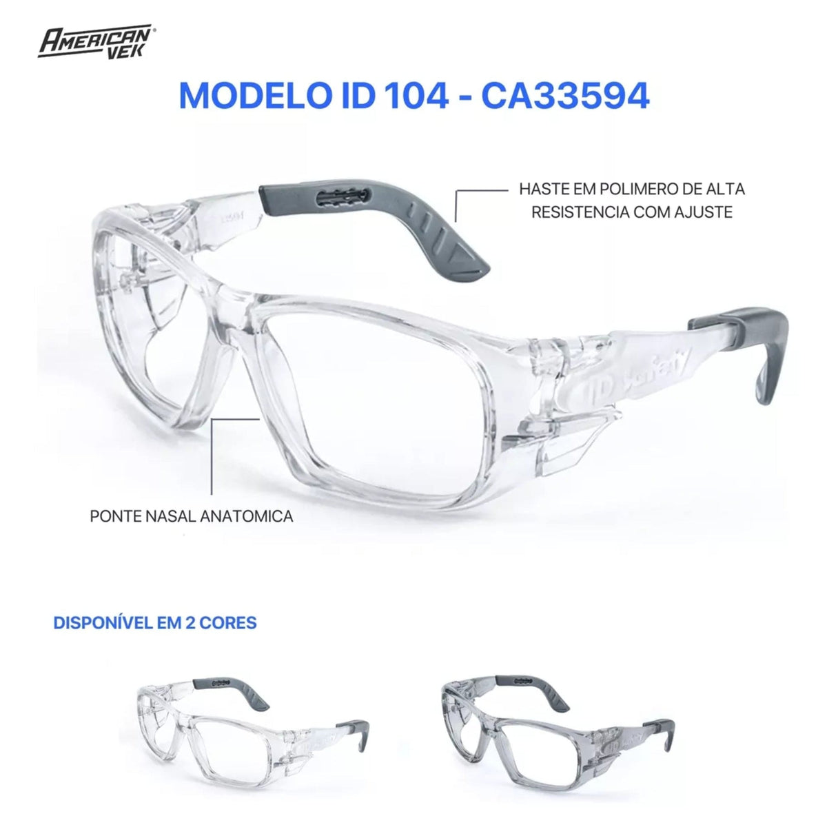 Oculos de Proteção e Segurança Armação para Graduação Modelo IDS 104 - Ultra Resistente e Compacto -