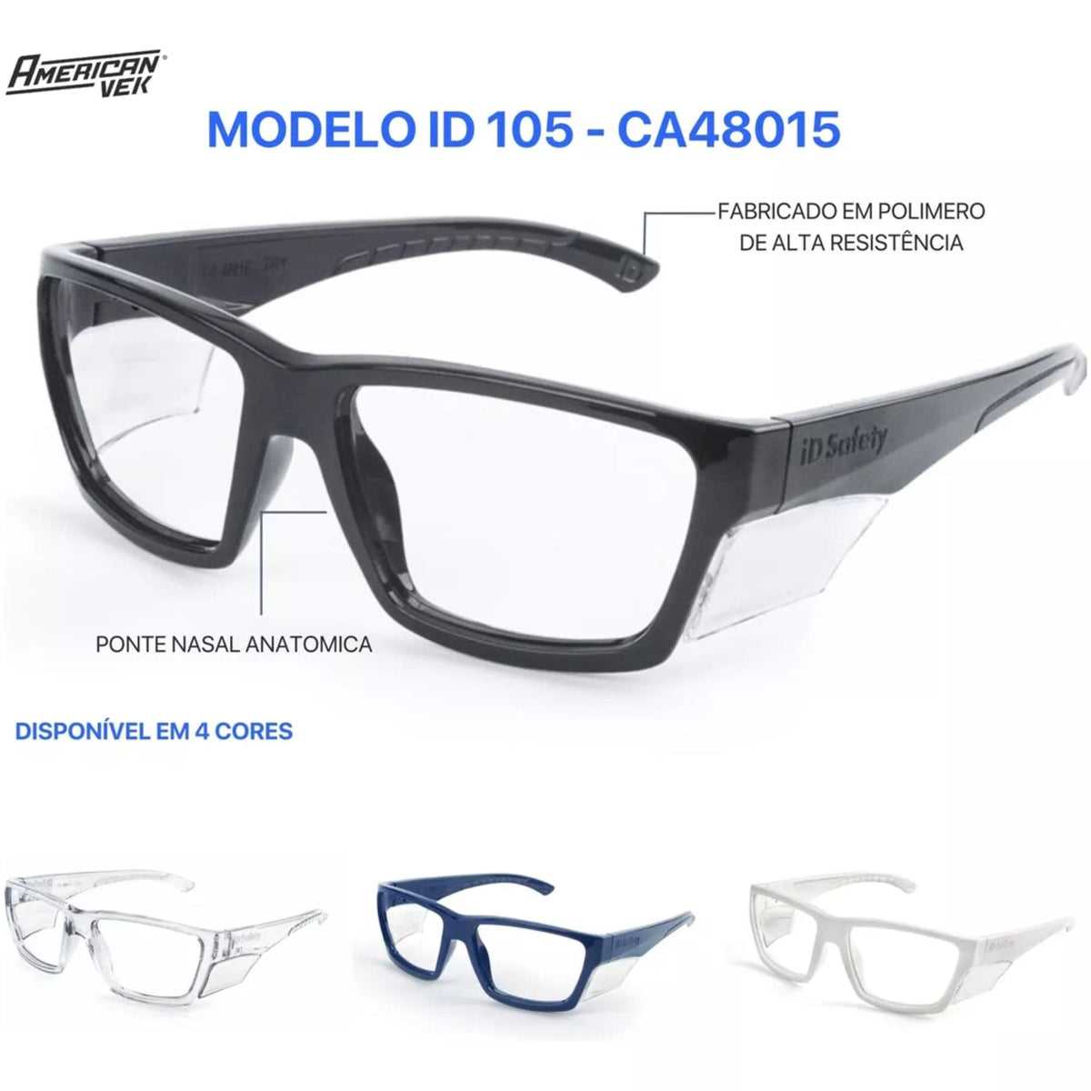 Oculos de Proteção e Segurança Armação para Graduação Modelo IDS 105 - Opções de Cores - Ultra Resistente e Compacto