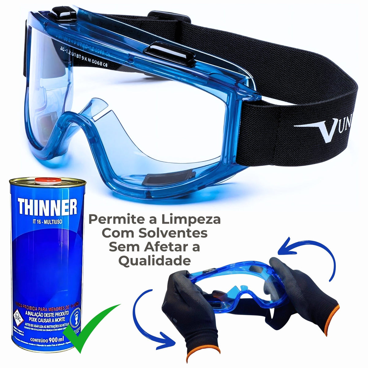 Oculos de Proteção Importado Italiano Univet 601 Amplavisão Antiembaçante - Ideal para Cabines de Pintura, Automotivo, Produtos Quimicos, Industria