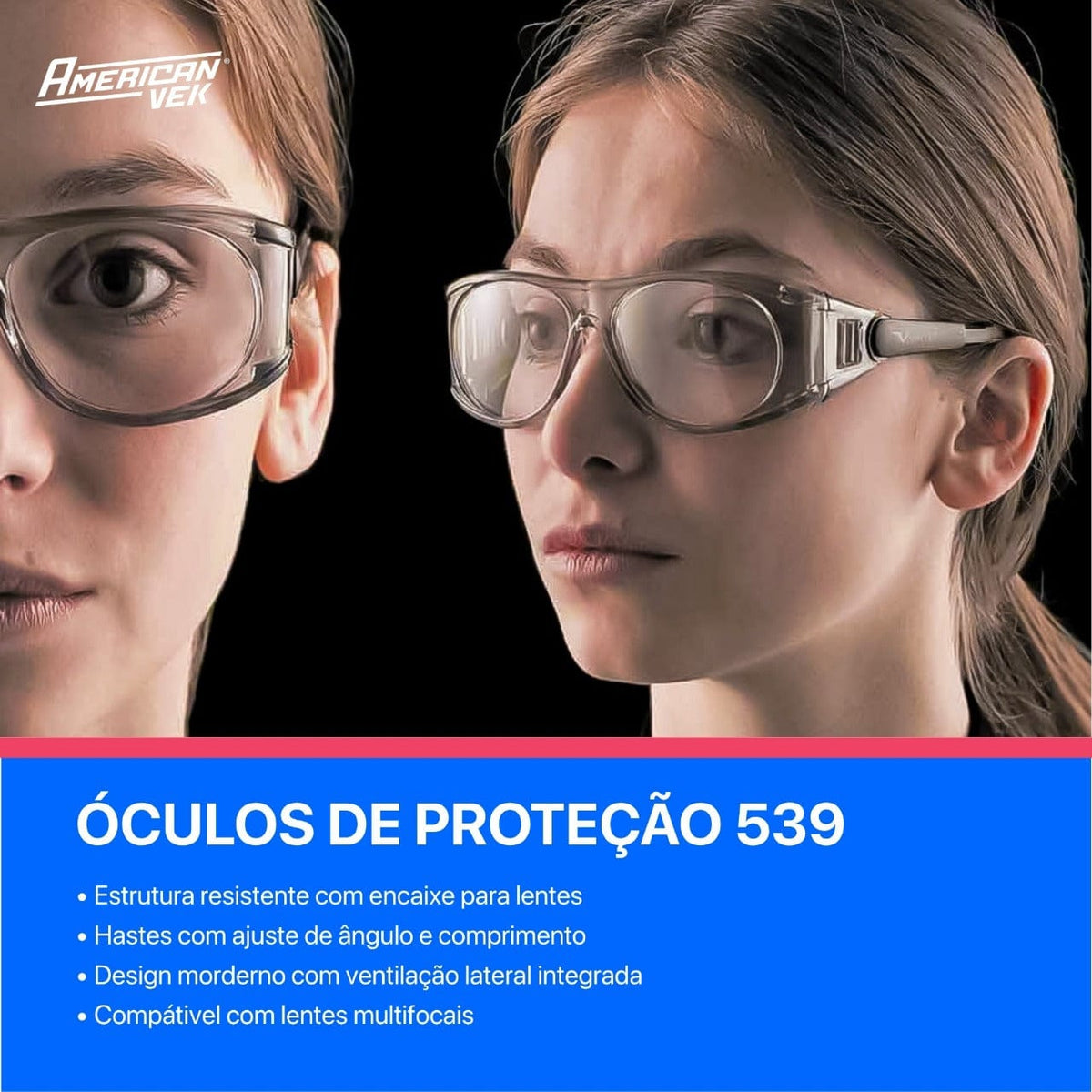Óculos de Proteção para Graduação Monofocal 539 Azul ou Preto - Univet | CA51287