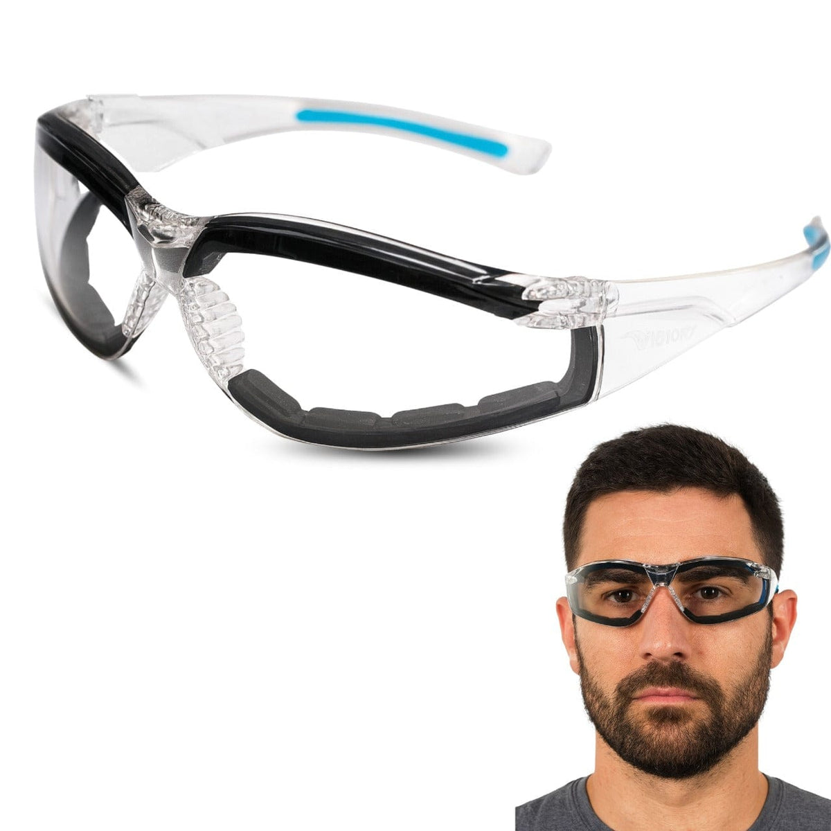 Óculos de Proteção Transparente com Haste Flexível e Vedação Antipoeira 513F - Univet