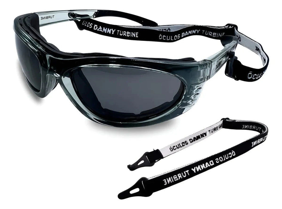 Óculos de Segurança Antirrisco e Antiembaçante com Haste e Elástico Turbine - Danny | CA20717 Fumê