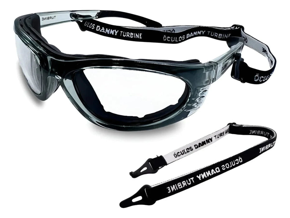 Óculos de Segurança Antirrisco e Antiembaçante com Haste e Elástico Turbine - Danny | CA20717 Incolor