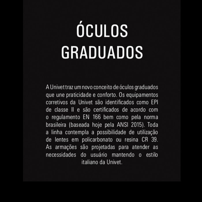 Oculos de Segurança Univet 5X9 Para Lente Graduada CA38095