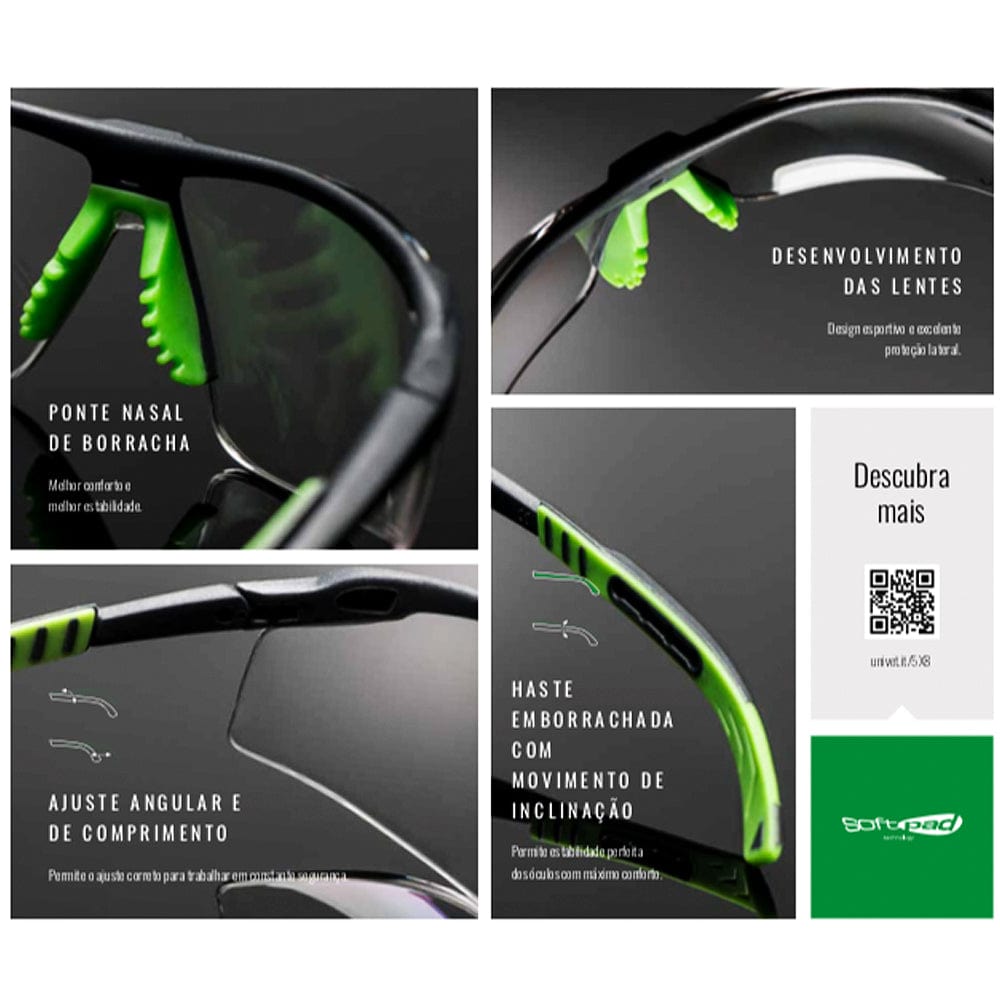 Oculos de Segurança Univet X-Generation 5x8 Incolor AE/AR CA37284