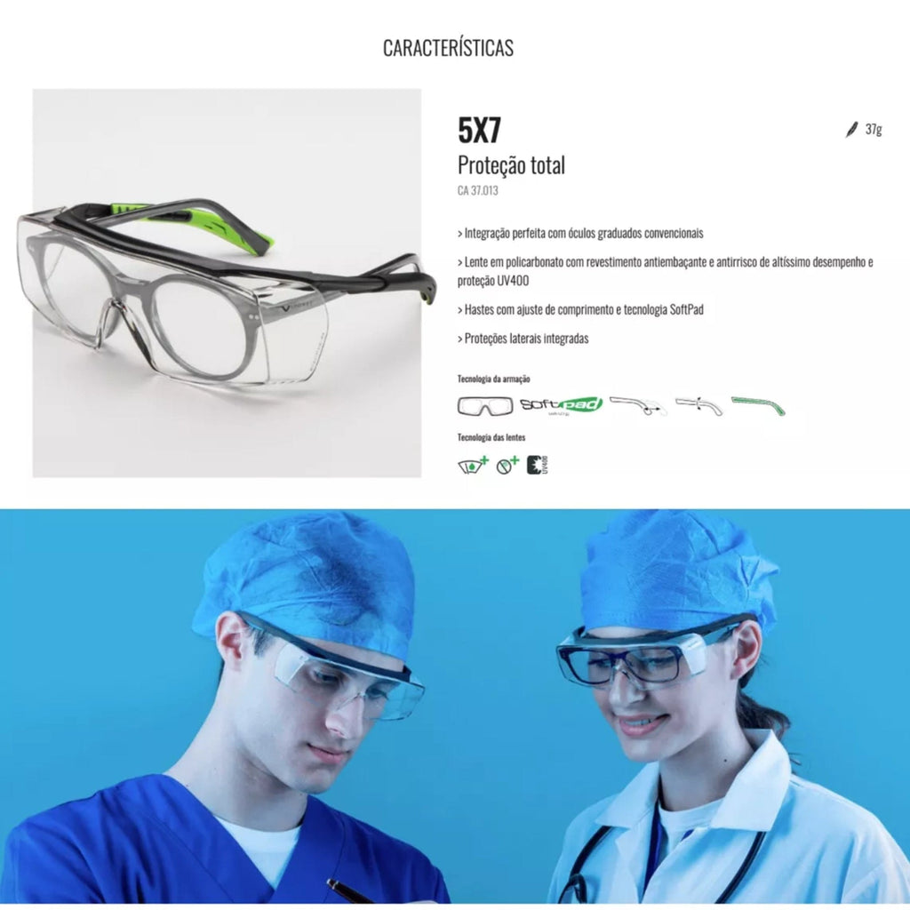 Óculos de Sobrepor Italiano Univet 5X7 Incolor - Tecnologia Vangard Plus com Proteção UV400