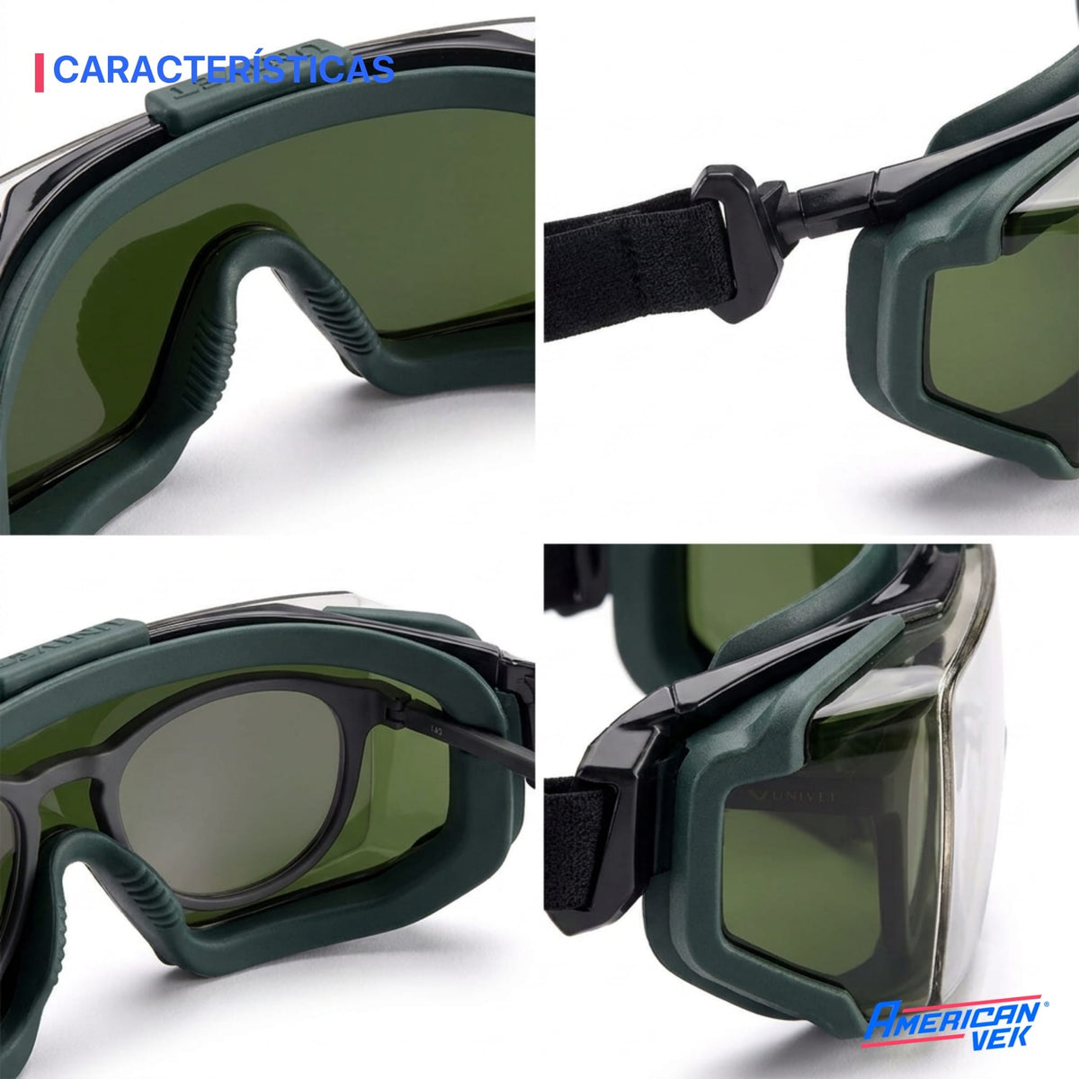 Óculos Goggle Solda Univet 5X2 Lente Verde W5 – Sobrepor Grau | Maçarico e Oxicorte
