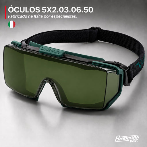 Óculos Goggle Solda Univet 5X2 Lente Verde W5 – Sobrepor Grau | Maçarico e Oxicorte