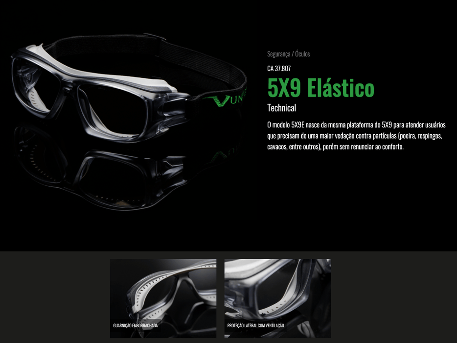 Oculos Univet 5x9 Com Elástico e Vedação CA37807 - 5X9E.03.00.00