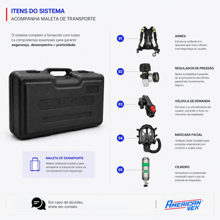 PA Optimus Equipamento Autonomo de Respiração Cilindro em Fibra de Carbono 6,8L 300 BAR
