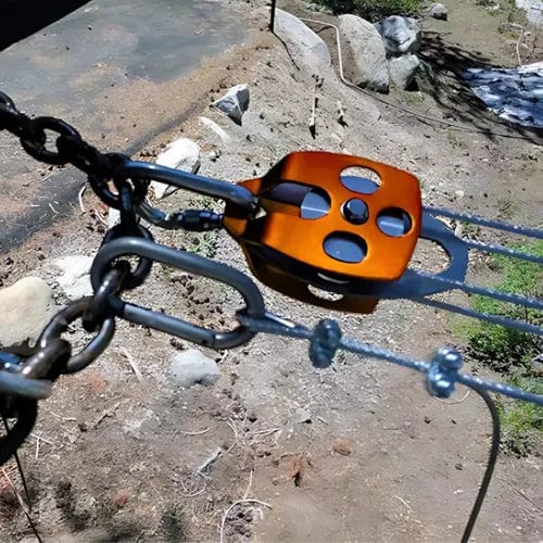 Polia Dupla de Alumínio Escalada Altura Levantamento de Carga Içamento - 32kn Corda 15mm