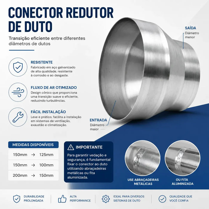 Redutor Adaptador União Alumínio - 150mm para 100mm