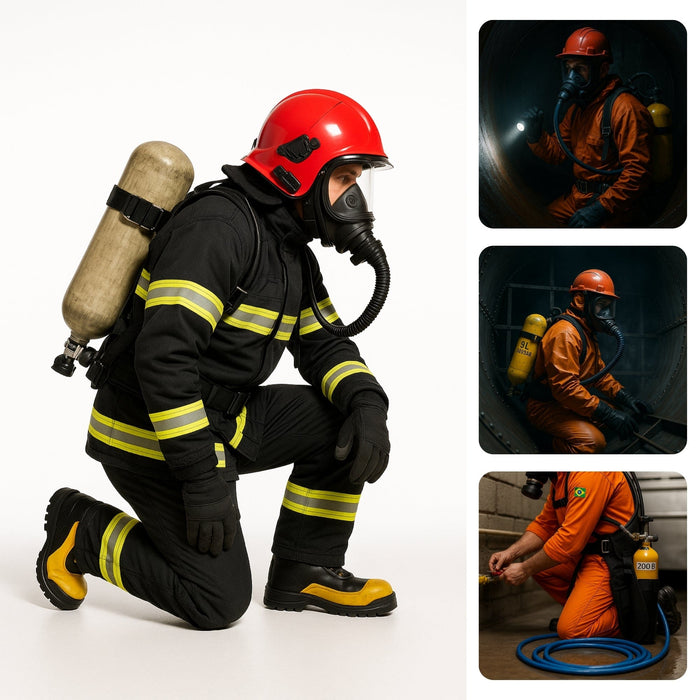 Respirador Linha de Ar com Cilindro de Fuga Espaço Confinado 2L 300BAR