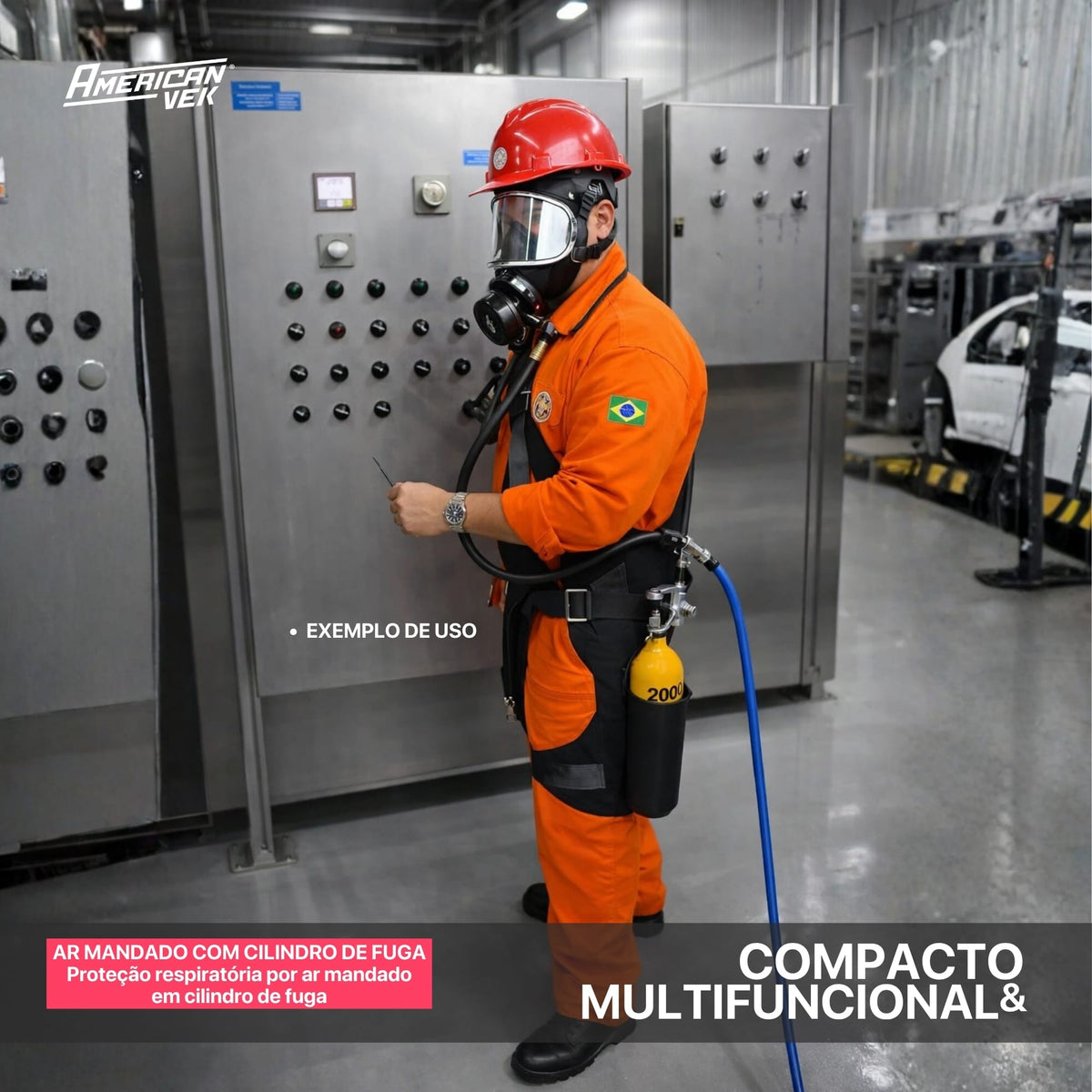 Respirador Linha de Ar com Cilindro de Fuga Espaço Confinado 2L 300BAR