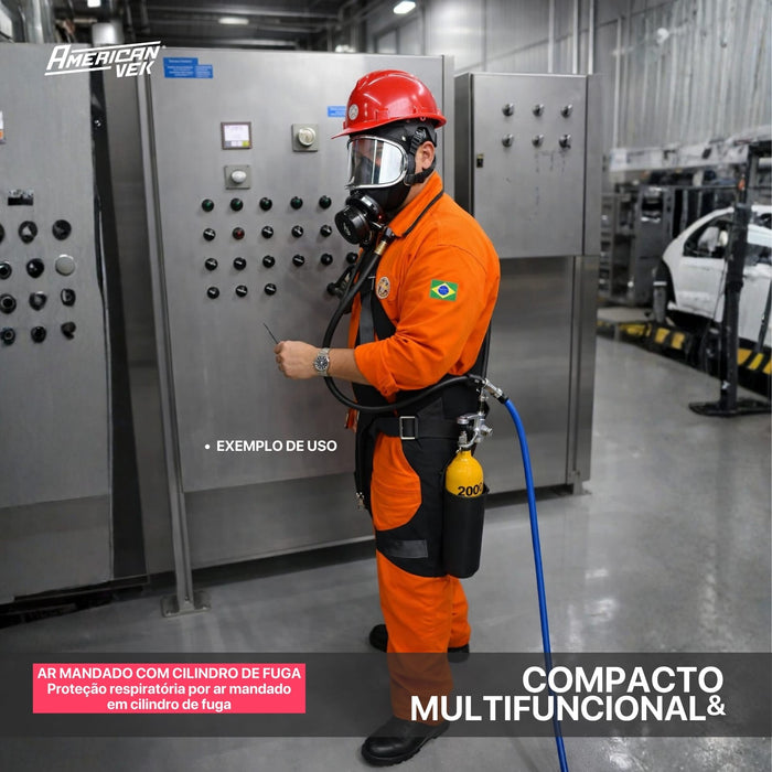 Respirador Linha de Ar com Cilindro de Fuga Espaço Confinado 2L 300BAR