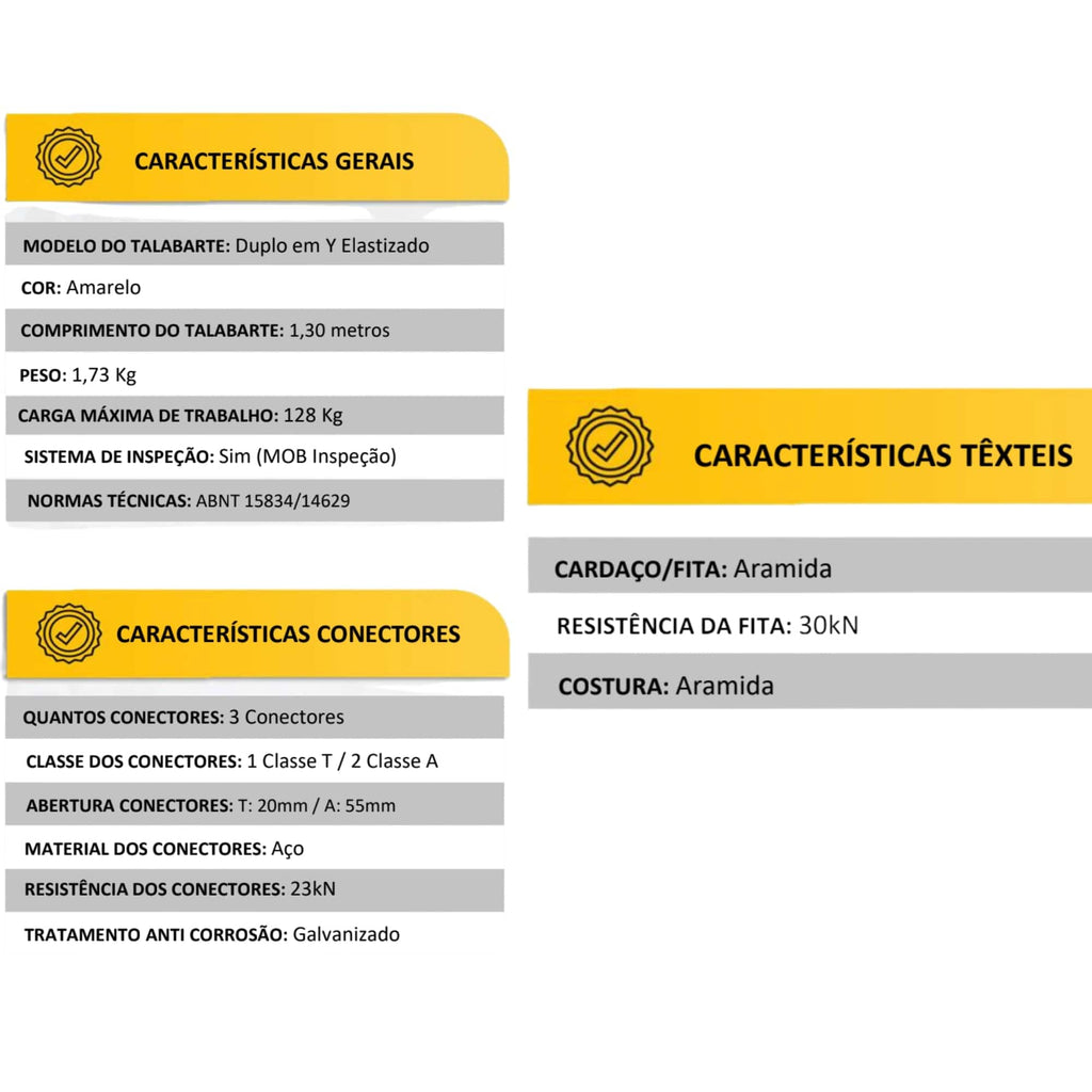 Talabarte de Segurança Duplo em Y com Elastico VICSA – Fita de Aramida e Certificação NR 35 VIC23806
