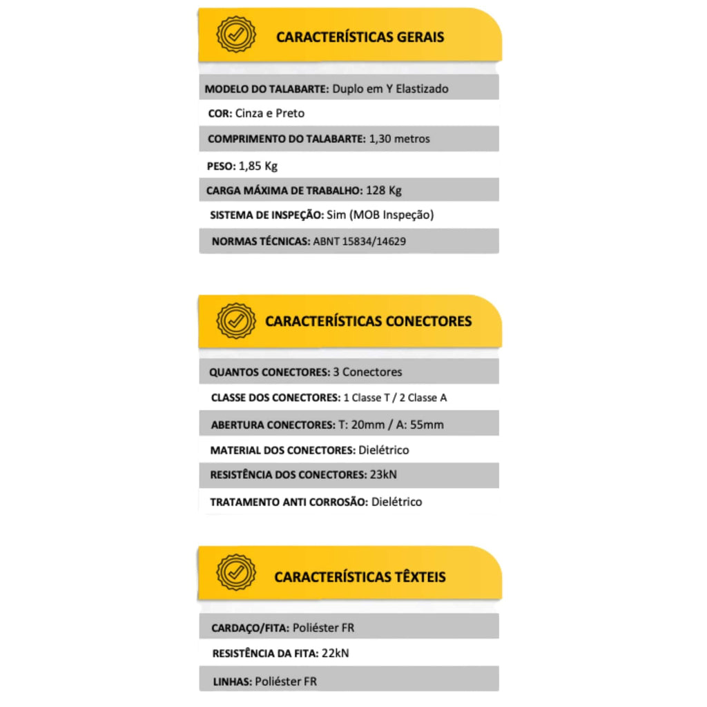 Talabarte de Segurança Duplo em Y VICSA – Retardante a Chamas e Certificado NR 35 VIC26806