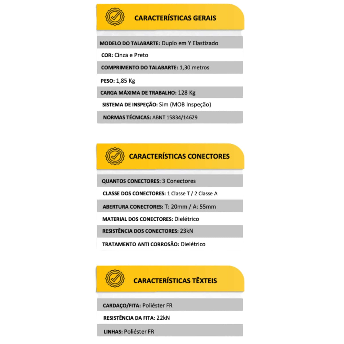 Talabarte de Segurança Duplo em Y VICSA – Retardante a Chamas e Certificado NR 35 VIC26806